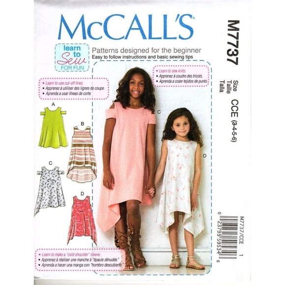 McCall's M7737 Toddler Girls 3T to 6 Learn to Sew Dresses Uncut Sewing Pattern - Picture 1 of 2